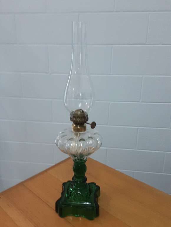 Antique USA Green Glass Lamp