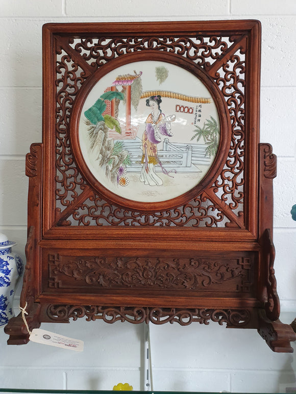 Chinese Hand Painted Porcelain Table Screen