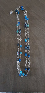 Double String Medium Length Blue Agate/Ceramic Necklace