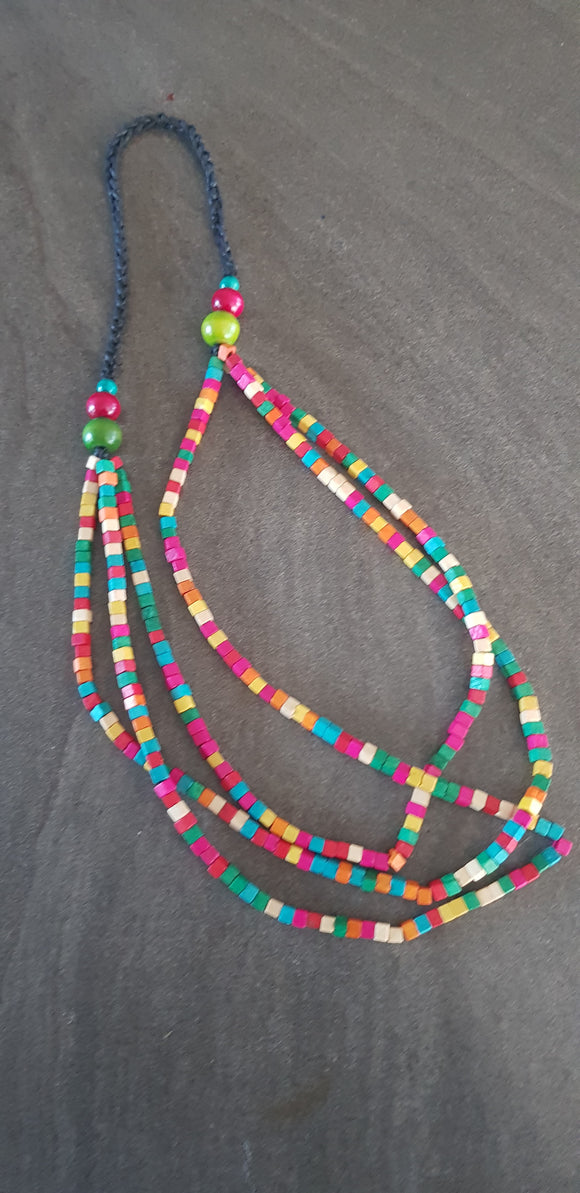 Multi-coloured Wooden Cube Necklace