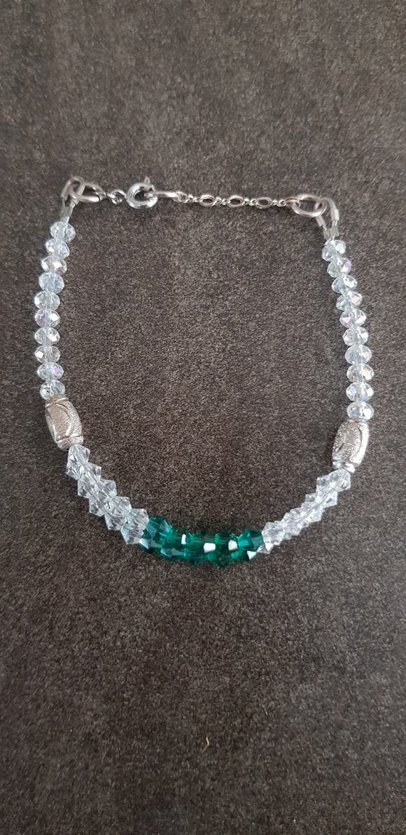 Crystal Swarovski White/Green Bead Bracelet