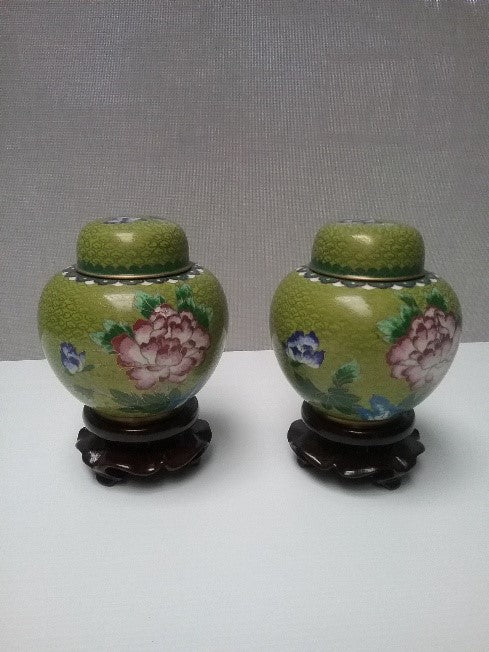Pair Chinese cloisonne jars