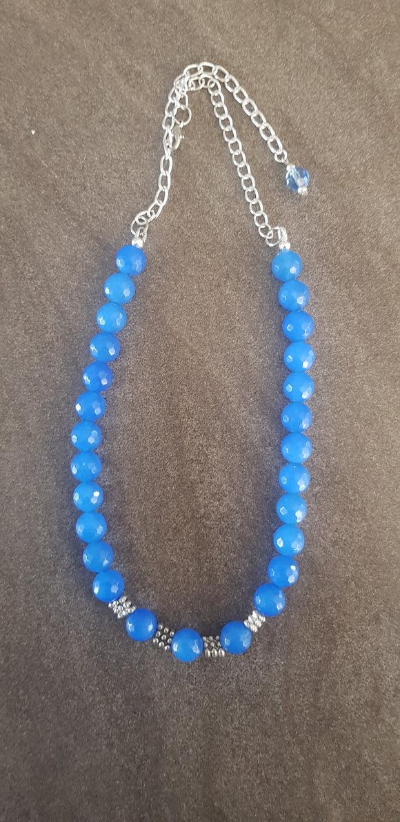 Brilliant Blue Faceted Gemstone Necklace