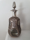 Antique Chinese Sterling Silver & glass dimple spirit decanter.