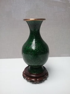 Contemporary "Chinese" brass & green cloisonne vase