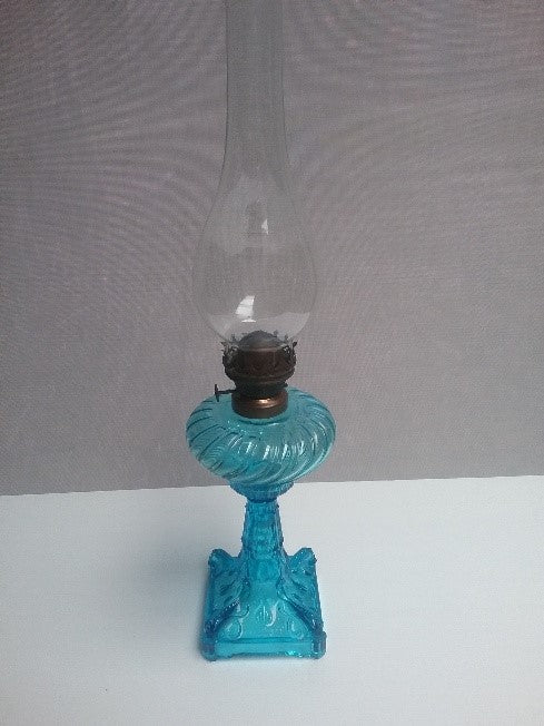 Blue glass lamp