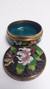 "Chinese" brass cloissone floral trinket box.